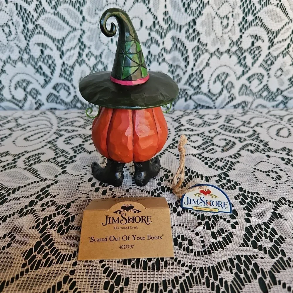 Jim Shore Orange Pumpkin with Green Witch Hat